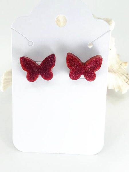 Resin butterfly stud earrings