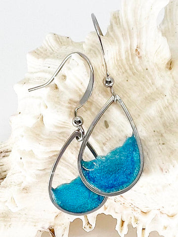 Turquoise teardrop earrings, resin earrings
